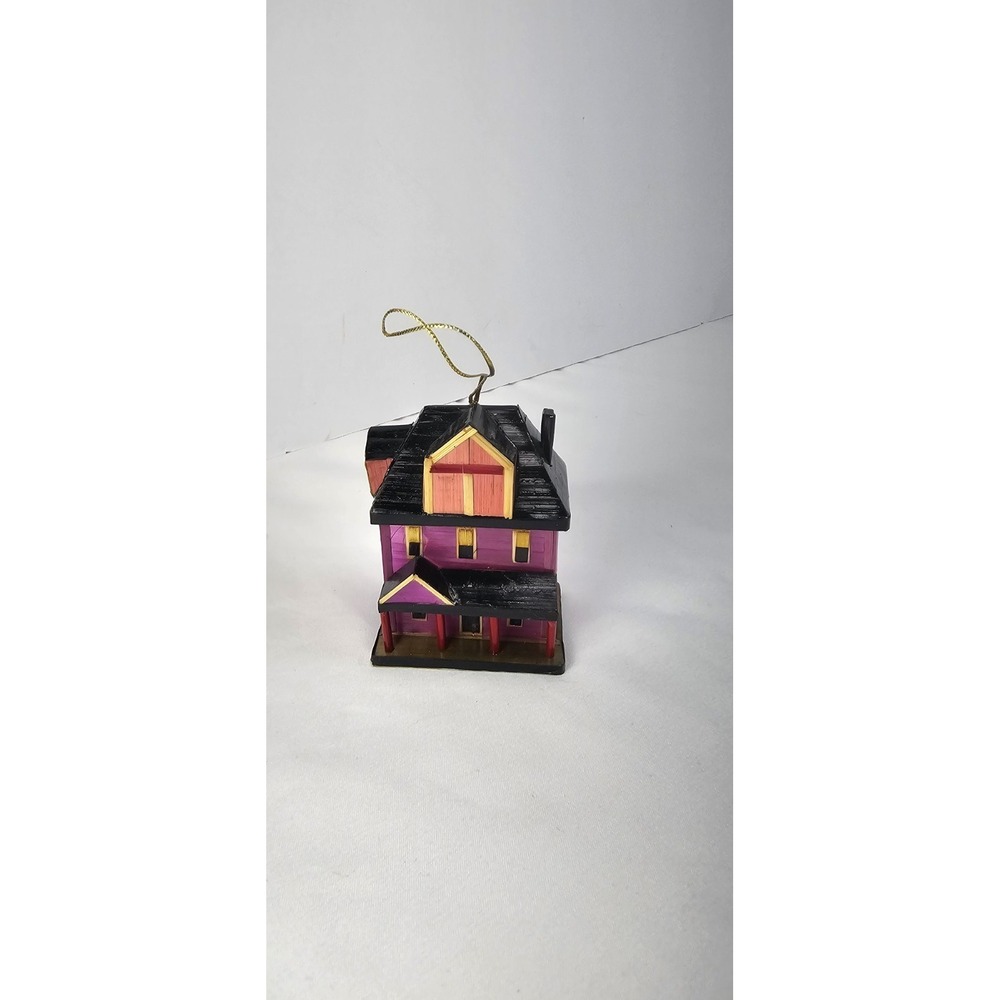 Vintage Lillian Vernon Victorian House Ornament Lacquered Balsa Wood Christmas